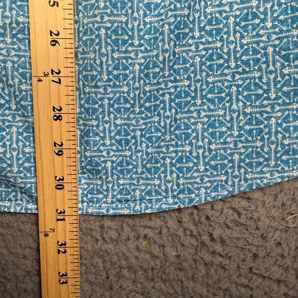 Peter Millar Shirt Mens XL Blue Fin Rays Fish Cotton Stretch Sport Crown Button - Picture 8 of 9